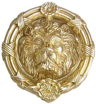 ##Antique Hardware## Ribbon & Reed 6 Inch Brass Lion Door Knocker (Several Finishes Available)