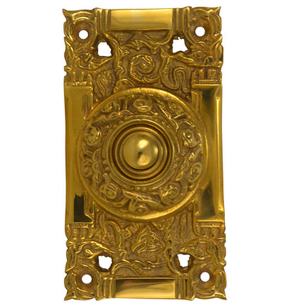 ##Antique Hardware## 4 1/4 Inch Art Nouveau Solid Brass Doorbell