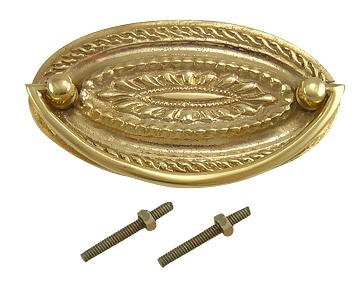 Antique Hardware 4 Inch Solid Brass Oval Drop Style Pull DROP PULL