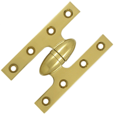 ##Antique Hardware## 5 Inch x 3 1/4 Inch Solid Brass Olive Knuckle Hinge