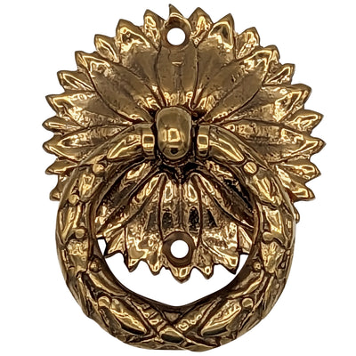 ##Antique Hardware## 2 Inch Solid Brass Radiant Leaves Ring Pull