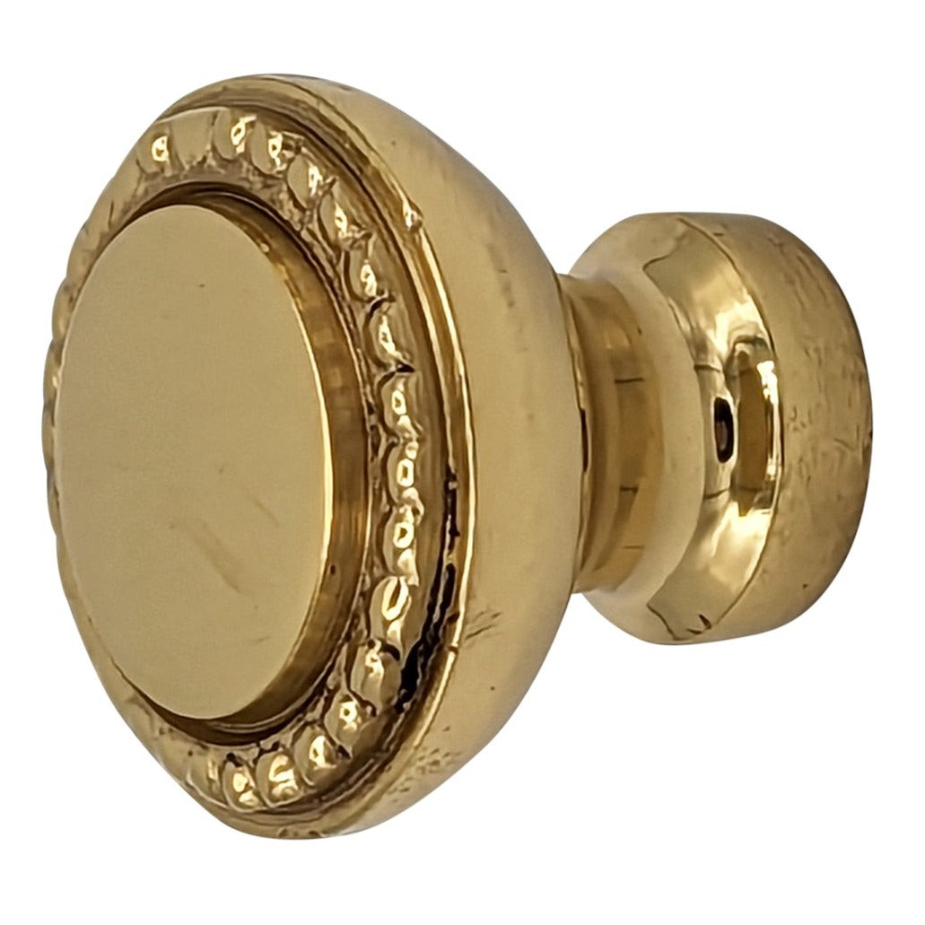 ##Antique Hardware## 1 Inch Solid Brass Beaded Round Cabinet & Furniture Knob