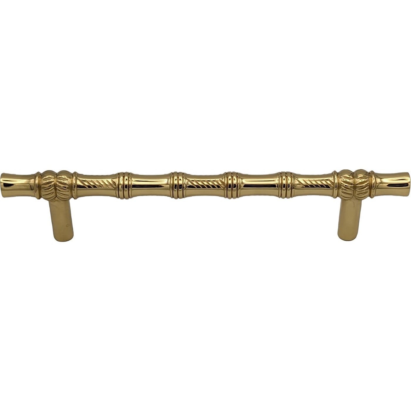 Antique Hardware 6 Inch Overall (4 1/2 Inch c-c) Japanese Bamboo Pull (Polished Brass Finish) CABINET PULL