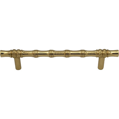 Antique Hardware 6 Inch Overall (4 1/2 Inch c-c) Japanese Bamboo Pull (Polished Brass Finish) CABINET PULL