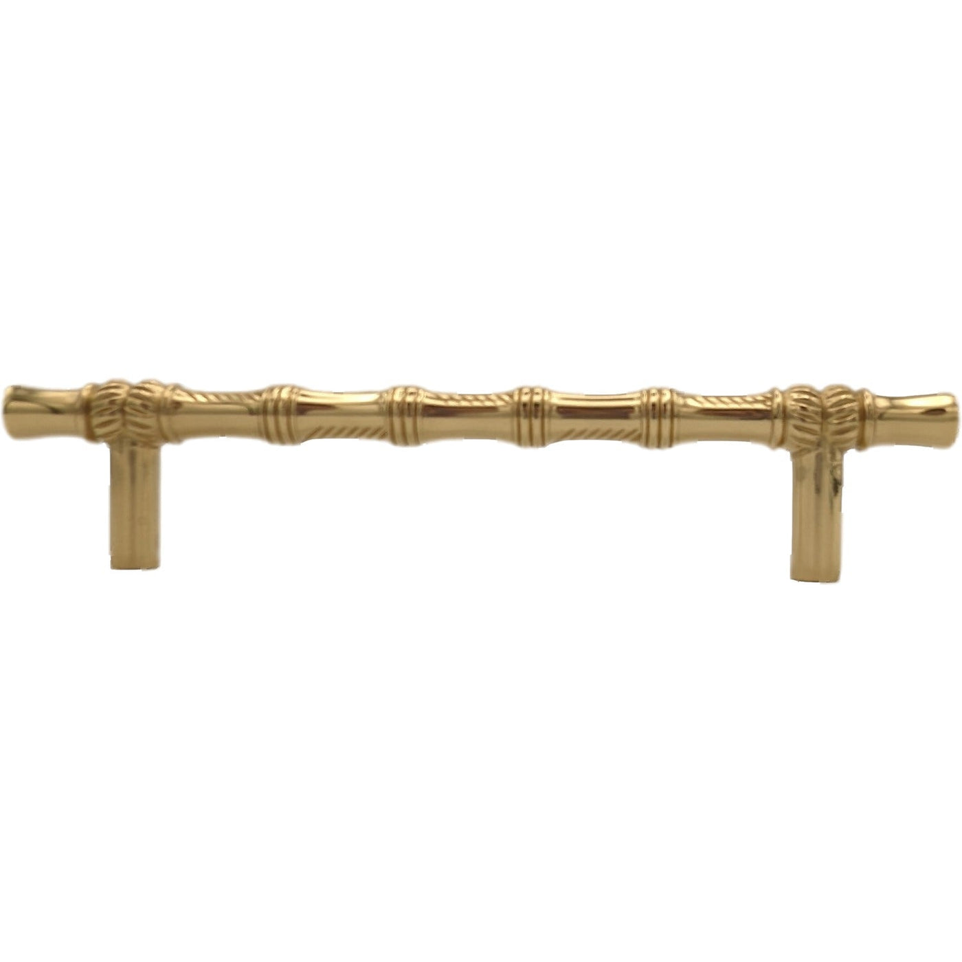 Antique Hardware 6 Inch Overall (4 1/2 Inch c-c) Japanese Bamboo Pull (Polished Brass Finish) CABINET PULL