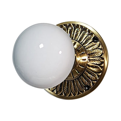 Antique Hardware Feather Rosette Door Set with White Porcelain Door Knobs (Several Finishes Available) Door Knobs & Handles