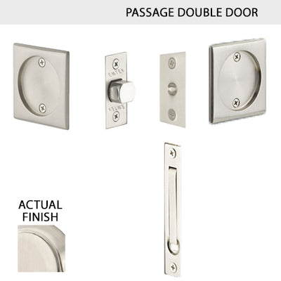 ##Antique Hardware## Square Solid Brass Pocket Door Tubular Double Door Set (Several Finish Options)