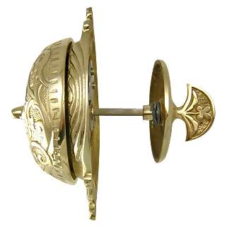 ##Antique Hardware## Brass Eastlake Mechanical Twist Door Bell 5 3/8 Inch Eastlake Doorbell