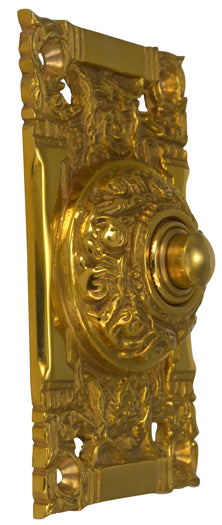 ##Antique Hardware## 4 1/4 Inch Art Nouveau Solid Brass Doorbell