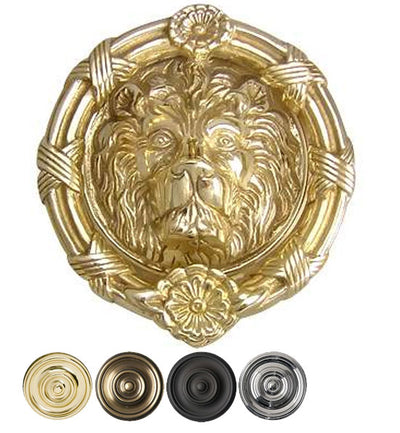 ##Antique Hardware## Ribbon & Reed 6 Inch Brass Lion Door Knocker (Several Finishes Available)