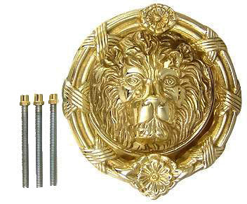 ##Antique Hardware## Ribbon & Reed 6 Inch Brass Lion Door Knocker (Several Finishes Available)