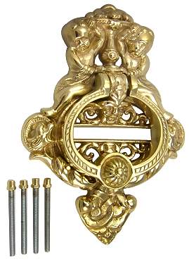 ##Antique Hardware## French Empire 10 Inch Brass Cherubs Door Knocker (Several Finishes Available)