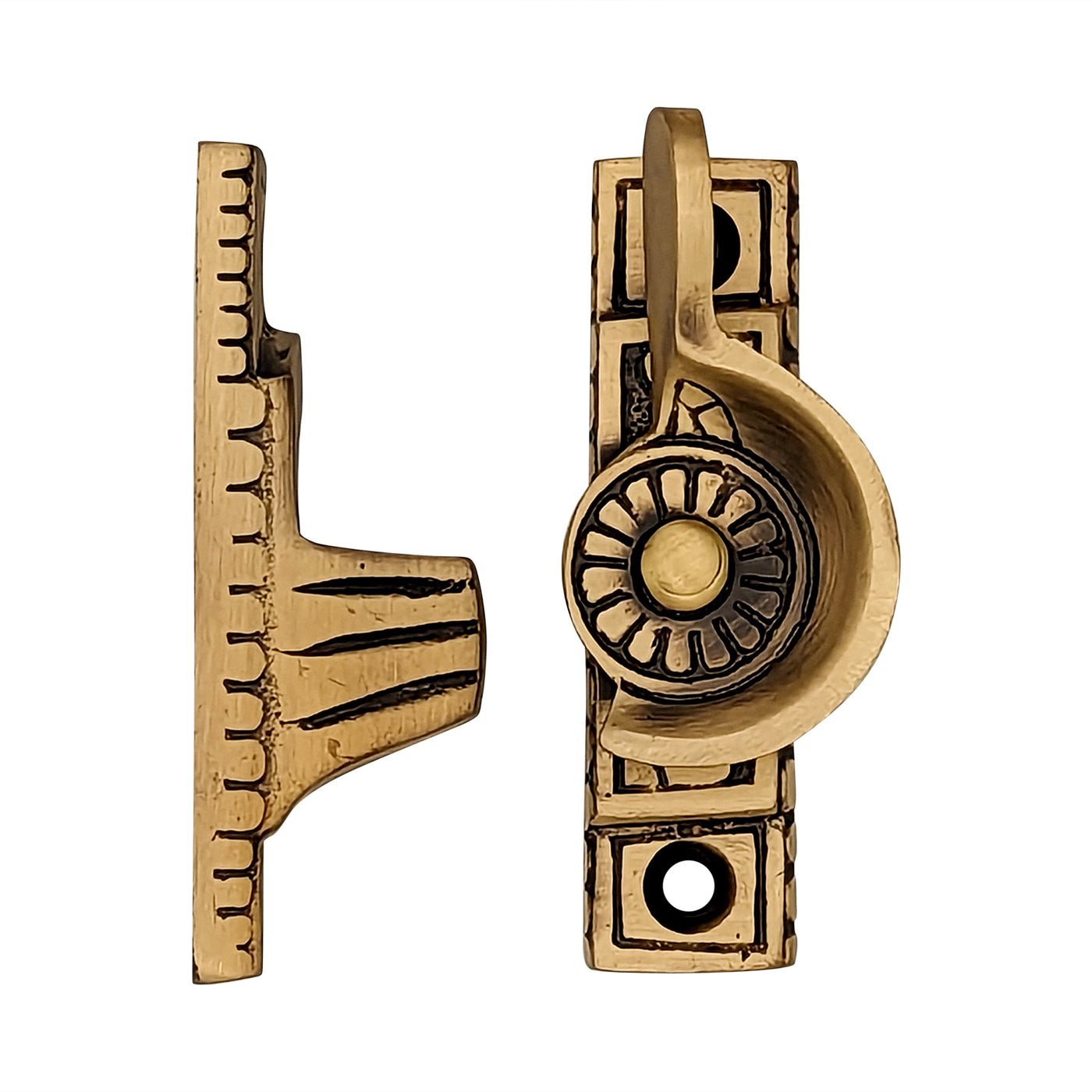 ##Antique Hardware## Solid Brass Art Deco Style Window Sash Lock