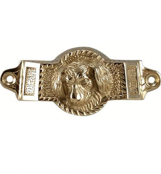 Antique Hardware 4 Inch Overall (3 1/2 Inch c-c) Solid Brass Golden Retriever Rectangular Cup Pull CUP PULL