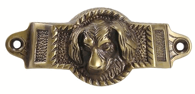 Antique Hardware 4 Inch Overall (3 1/2 Inch c-c) Solid Brass Golden Retriever Rectangular Cup Pull CUP PULL