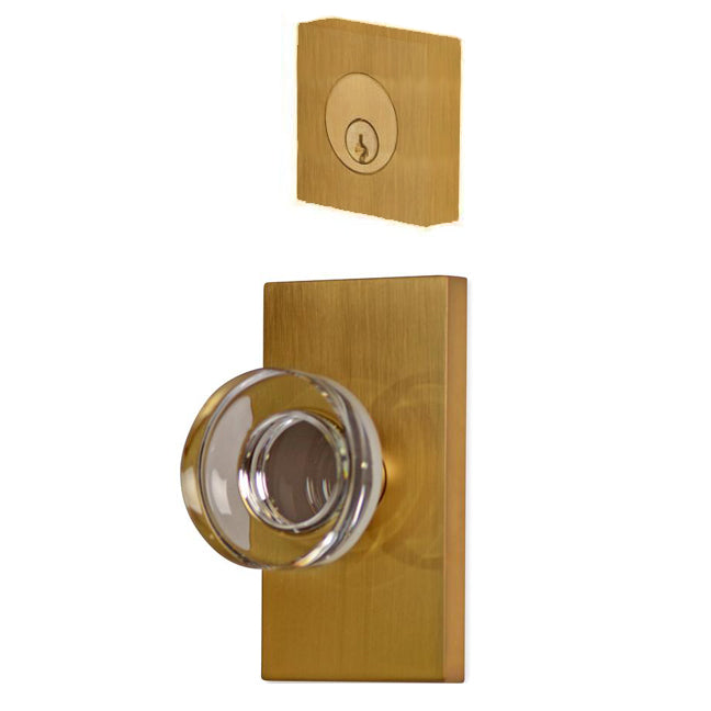 ##Antique Hardware## Modern Square Entryway Set with Crystal Disc Knob (Several Finishes Available)