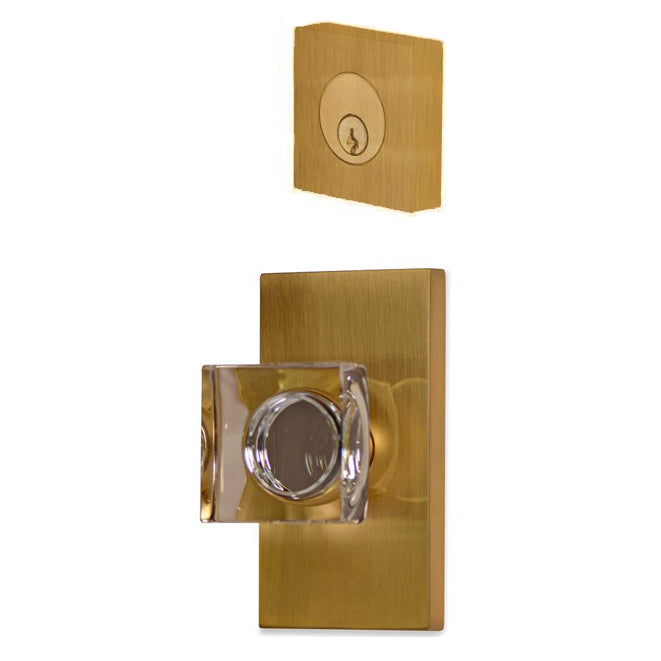 ##Antique Hardware## Modern Square Entryway Set with Crystal Square Knob (Several Finishes Available)