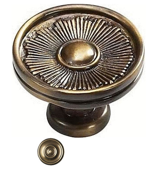 ##Antique Hardware## 1 3/8 Inch Sunburst Round Cabinet & Furniture Knob