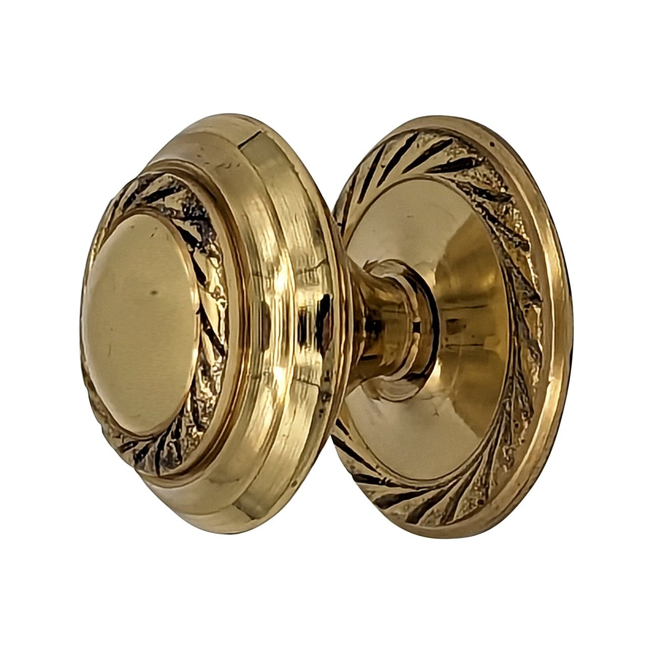 ##Antique Hardware## 1 1/4 Inch Solid Brass Georgian Roped Round Cabinet & Furniture Knob