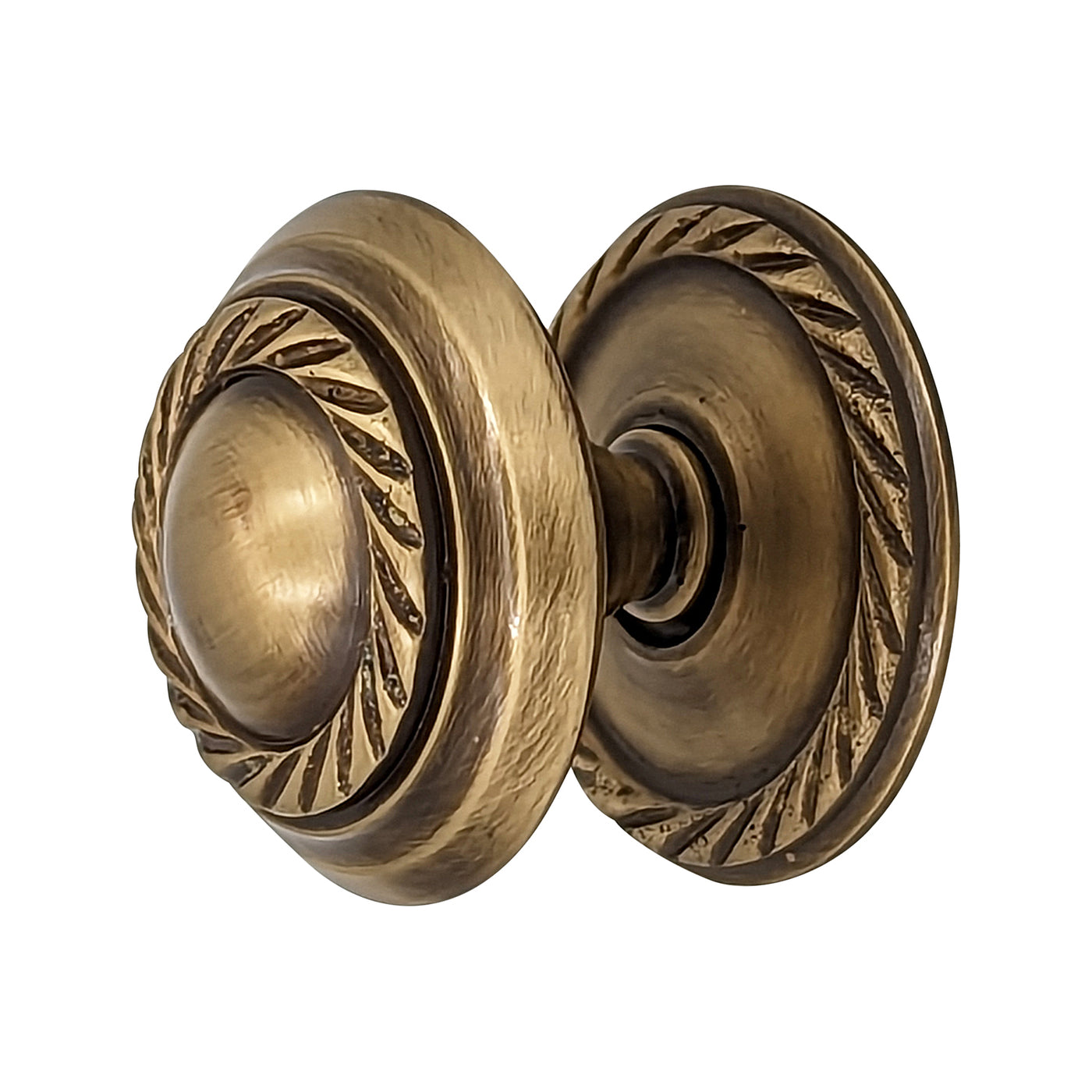 ##Antique Hardware## 1 1/4 Inch Solid Brass Georgian Roped Round Cabinet & Furniture Knob