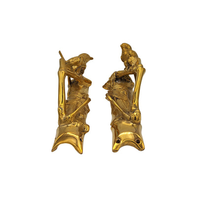 ##Antique Hardware## Solid Brass Bamboo and Wren Bird Pulls