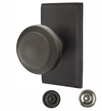 ##Antique Hardware## Solid Brass Sandcast Butte Door Knob Set With Rectangular Rosette (Several Finish Options)