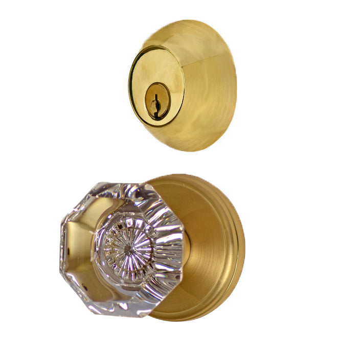 ##Antique Hardware## Classic Disc Entryway Set with Crystal Octagon Knob (Several Finishes Available)