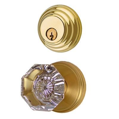 ##Antique Hardware## Classic Disc Low Profile Entryway Set with Crystal Octagon Knob (Several Finishes Available)