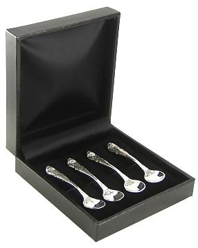 ##Antique Hardware## Set of 4 Sterling Silver Old English Floral Pattern (Boxed)