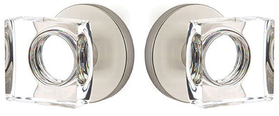 ##Antique Hardware## Modern Square Crystal Door Knob Set With Disk Rosette (Several Finish Options)