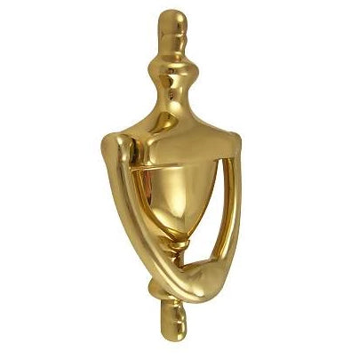 ##Antique Hardware## 5 7/8 Inch (4 Inch c-c) Solid Brass Traditional Door Knocker (Polished Brass Finish)