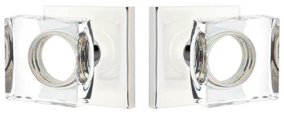 ##Antique Hardware## Modern Square Crystal Door Knob Set With Square Rosette (Several Finish Options)