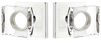 ##Antique Hardware## Modern Square Crystal Door Knob Set With Square Rosette (Several Finish Options)