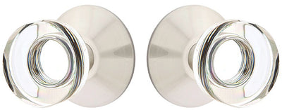 ##Antique Hardware## Modern Disc Crystal Door Knob Set With Modern Rosette (Several Finish Options)