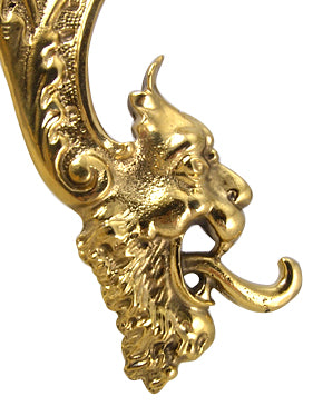 ##Antique Hardware## 9 Inch Solid Brass Victorian Gargoyle Double Coat Hook