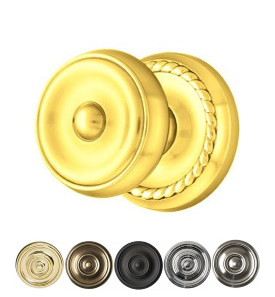 ##Antique Hardware## Emtek Solid Brass Waverly Door Knob Set With Rope Rosette (Several Finish Options)