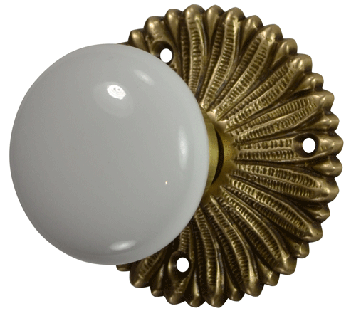 Antique Hardware French Provincial Rosette Door Set with White Porcelain Door Knobs (Several Finishes Available) White Porcelain Door Knob