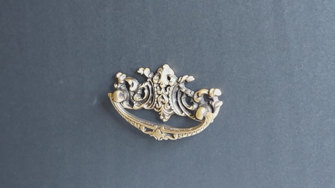 4 Inch Solid Brass Ornate Baroque / Rococo Bail Pull