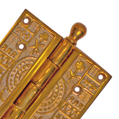 ##Antique Hardware## 4 x 4 Inch Ball Tipped Eastlake Solid Brass Hinge