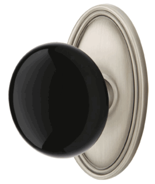 Antique Hardware Black Porcelain Ebony Door Knob Set With Oval Rosette (Several Finish Options) EMTEK DOOR KNOB