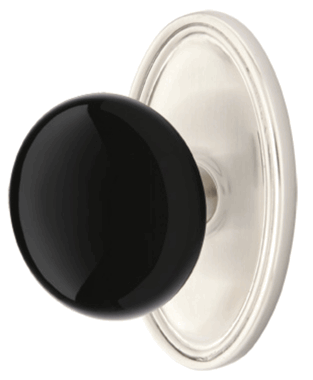 Antique Hardware Black Porcelain Ebony Door Knob Set With Oval Rosette (Several Finish Options) EMTEK DOOR KNOB