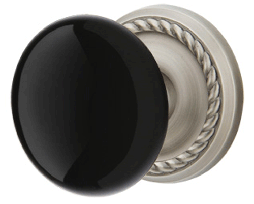 Antique Hardware Black Porcelain Ebony Door Knob Set With Rope Rosette (Several Finish Options) EMTEK DOOR KNOB