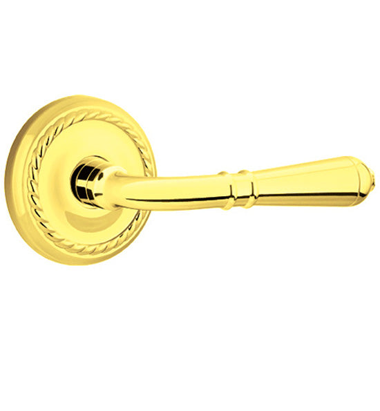 Antique Hardware Emtek Solid Brass Turino Lever With Rope Rosette (Many Finishes Available) EMTEK LEVER DOOR KNOB