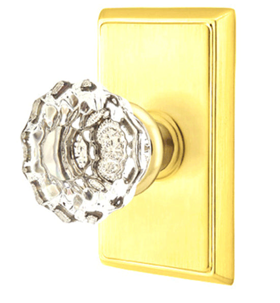 ##Antique Hardware## Emtek Crystal Astoria Door Knob Set With Rectangular Rosette (Several Finish Options)