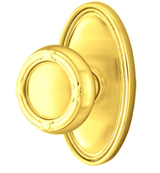 ##Antique Hardware## Solid Brass Ribbon & Reed Door Knob Set With Oval Rosette (Several Finish Options)