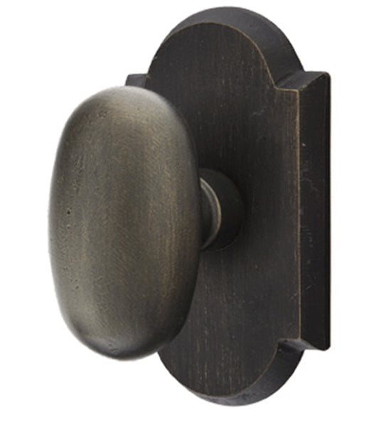 ##Antique Hardware## Solid Brass Sandcast Egg Door Knob Set With Arched Rosette (Several Finish Options)