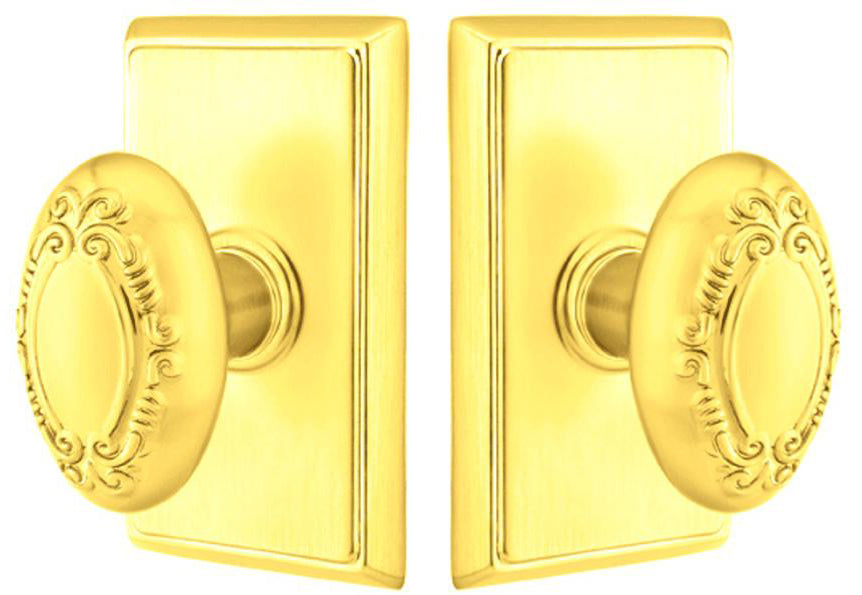 ##Antique Hardware## Solid Brass Victoria Door Knob Set With Rectangular Rosette (Several Finish Options)