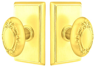 ##Antique Hardware## Solid Brass Victoria Door Knob Set With Rectangular Rosette (Several Finish Options)