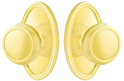 ##Antique Hardware## Solid Brass Norwich Door Knob Set With Oval Rosette (Several Finish Options)