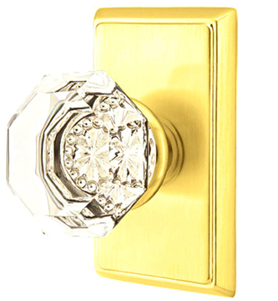 ##Antique Hardware## Emtek Crystal Old Town Clear Door Knob Set With Rectangular Rosette (Several Finish Options)